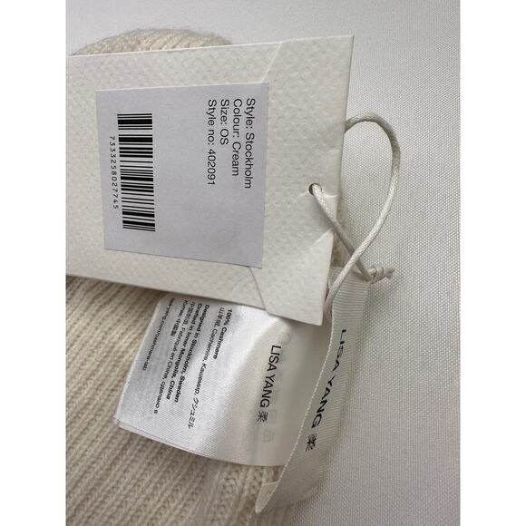 Lisa Yang The Stockholm Hat Beanie Cream Winter White NWT 100% Cashmere Organic - Picture 5 of 6
